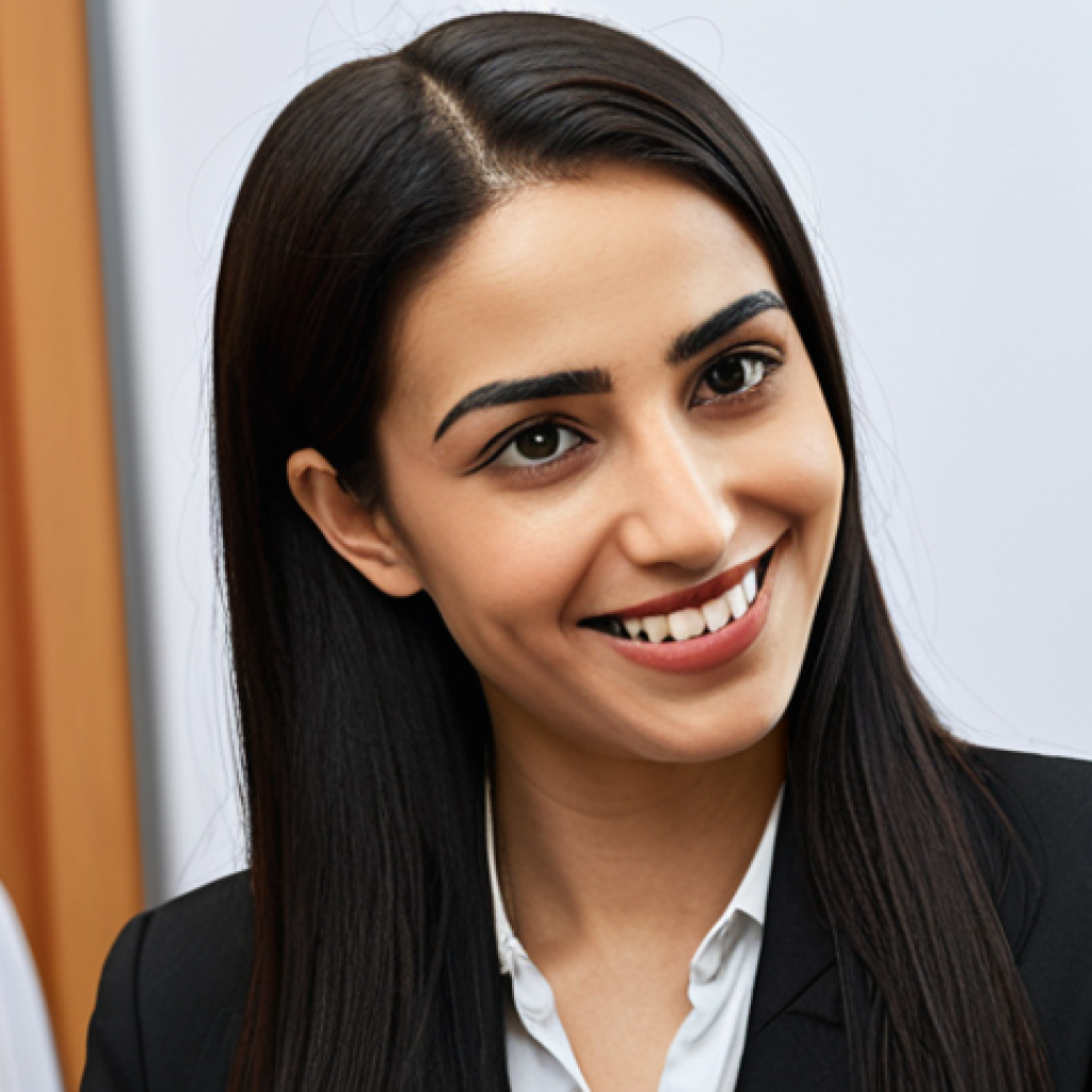 **Image Prompt:** A confident interpreter in a professional setting (e.g., conference, meeting) smoothly translating between two people of different cultures. The interpreter is smiling slightly, conveying both competence and approachability. Focus on capturing the bridge between cultures aspect. Subtle Arabic script in the background.
