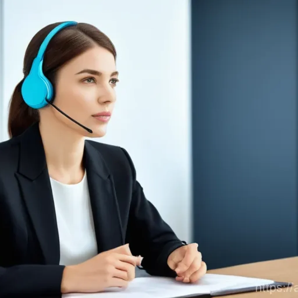 통역사 시험의 실기 평가 기준 - **Professional Conference Interpreter in Action** A highly focused female conference interpreter...